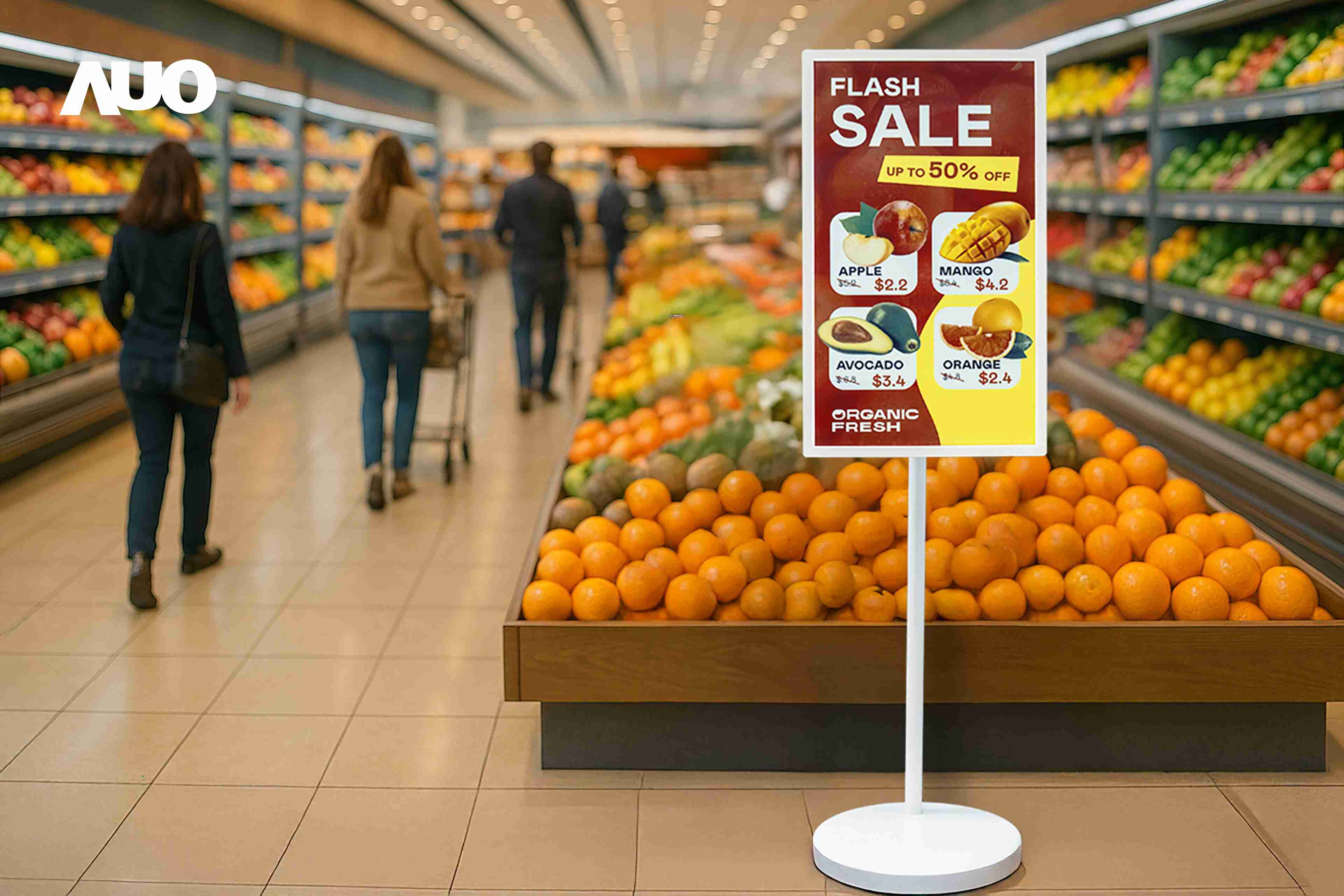 达擎首亮相低功耗、、、、全彩的〝aecoPost电子纸解决方案〞，，，仅在更新画面时需要微量的电力驱动，，无需布建电线的便捷设计，，，，使其可灵活应用、、、、随意置放，，，并可透过云端或行动装置app，，轻松管理及排程广告内容，，晋升店头营销利器。。。